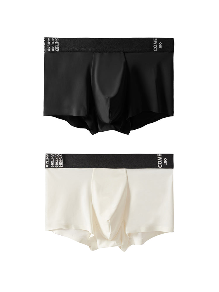 2 Pack Men's Premium Ultra-Thin Seamless Ice Silk Stretch Fit Trunks | dmunderwear detail image 2