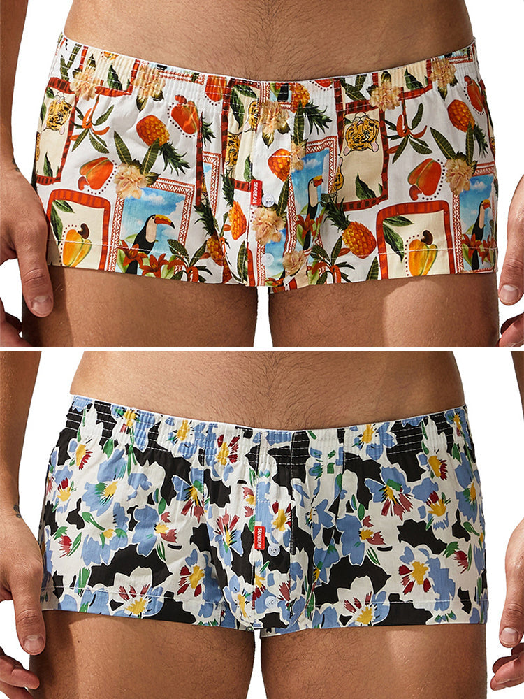 2 Pack Men's Printed Pure Cotton Trunks | dmunderwear detail image 12