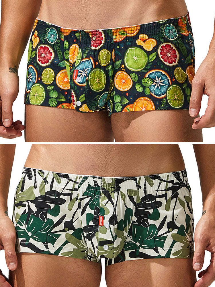 2 Pack Men's Printed Pure Cotton Trunks | dmunderwear detail image 16