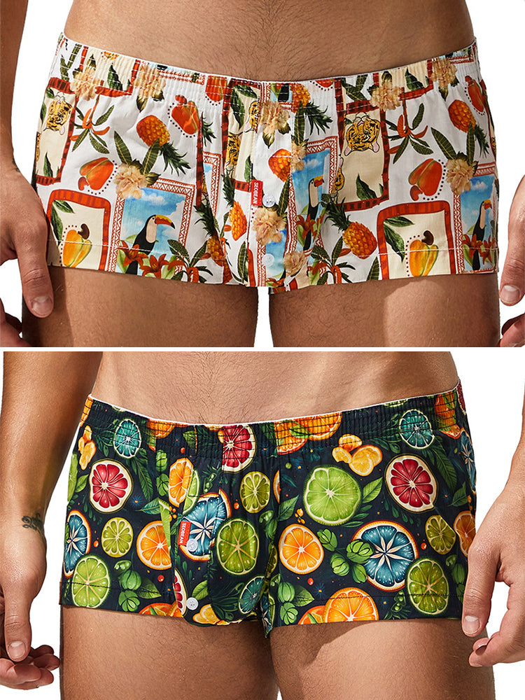 2 Pack Men's Printed Pure Cotton Trunks | dmunderwear detail image 2