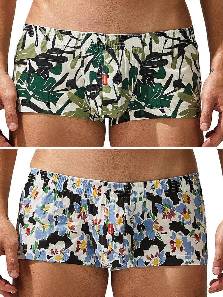2 Pack Men's Printed Pure Cotton Trunks | dmunderwear detail image 7