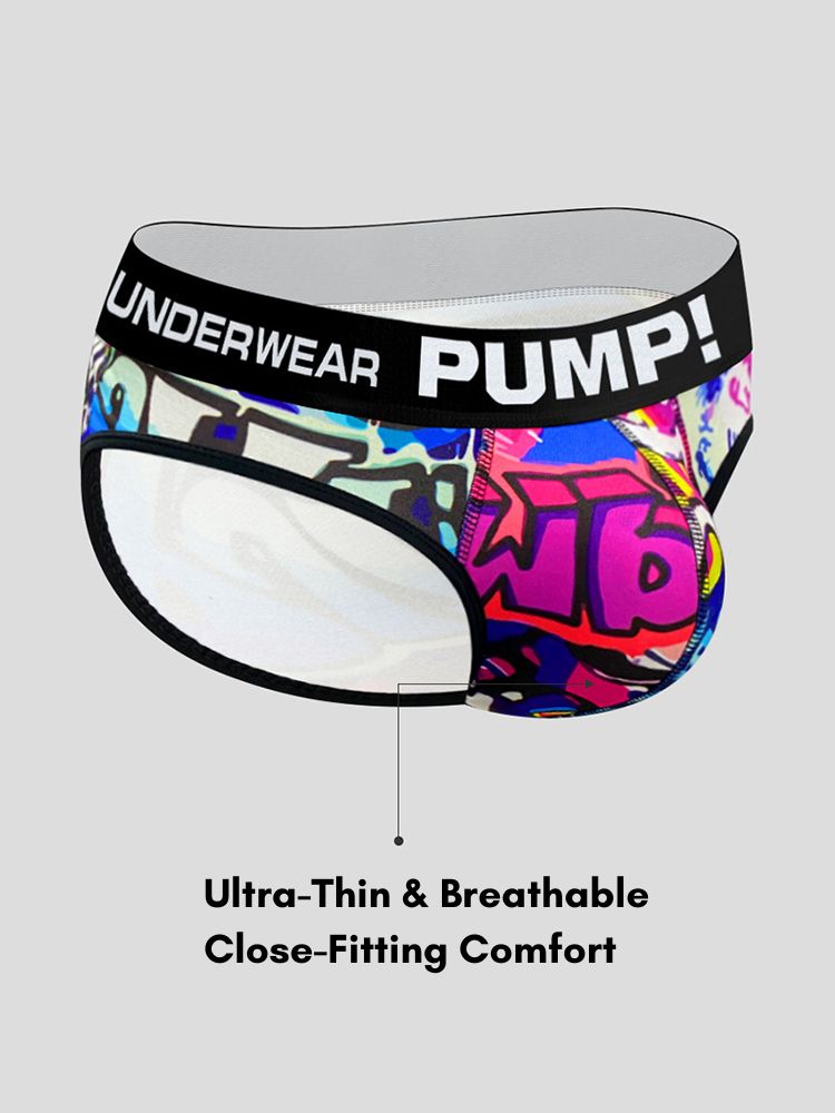 2 Pack Men's Printed Sexy & Trendy Low-Rise Breathable Casual Briefs | dmunderwear detail image 6