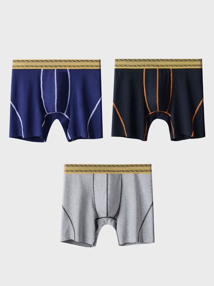 2 Pack Men's Pure Cotton Anti-Chafing Breathable Sports Boxer Briefs | dmunderwear detail image 13
