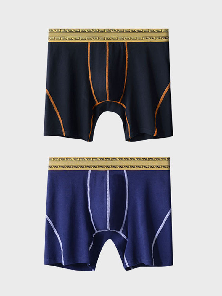 2 Pack Men's Pure Cotton Anti-Chafing Breathable Sports Boxer Briefs | dmunderwear detail image 16