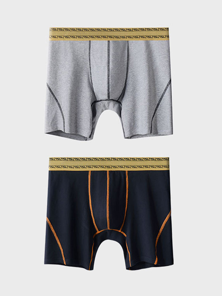2 Pack Men's Pure Cotton Anti-Chafing Breathable Sports Boxer Briefs | dmunderwear detail image 2