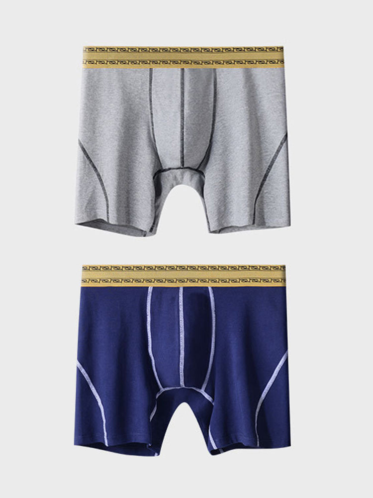 2 Pack Men's Pure Cotton Anti-Chafing Breathable Sports Boxer Briefs | dmunderwear detail image 9