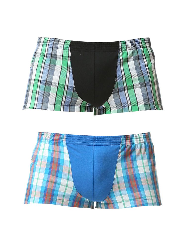 2 Pack Men's Cotton Mixed Tartan Lounge Shorts | dmunderwear detail image 2