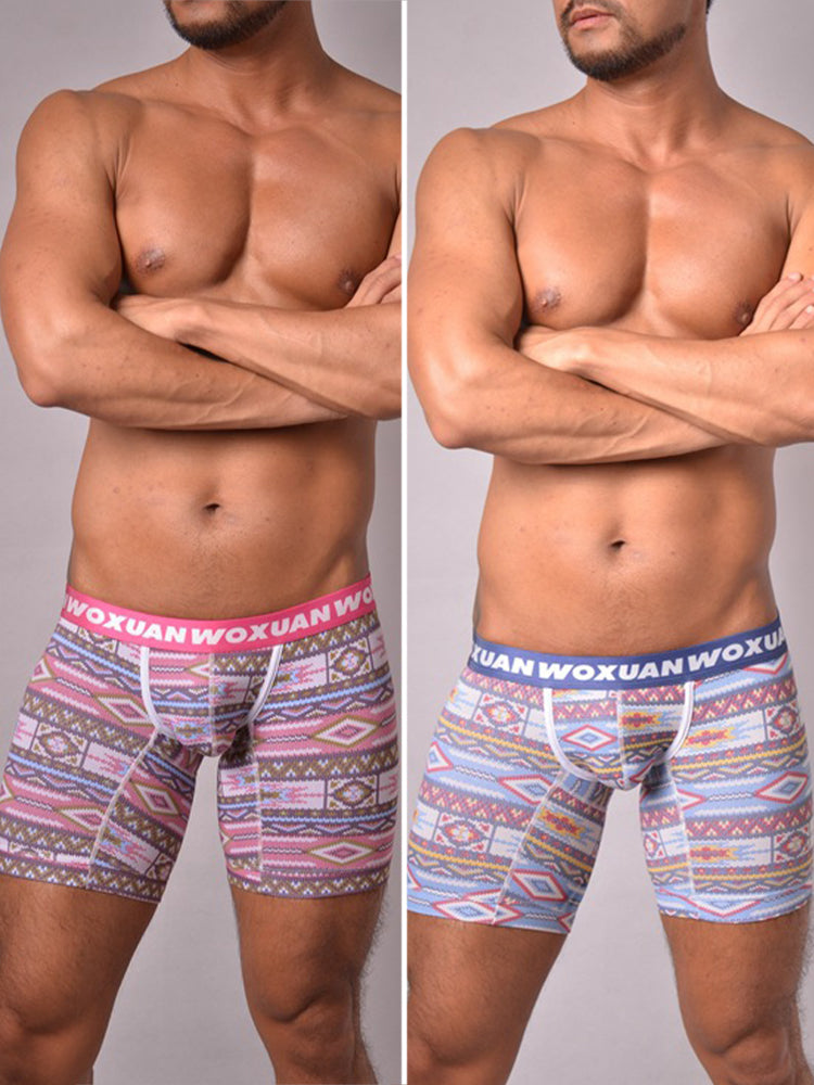 2 Pack Men's Quick-Dry Zero-Irritation Comfort Stay-Put Fit Bold Prints Boxer Briefs | dmunderwear detail image 2