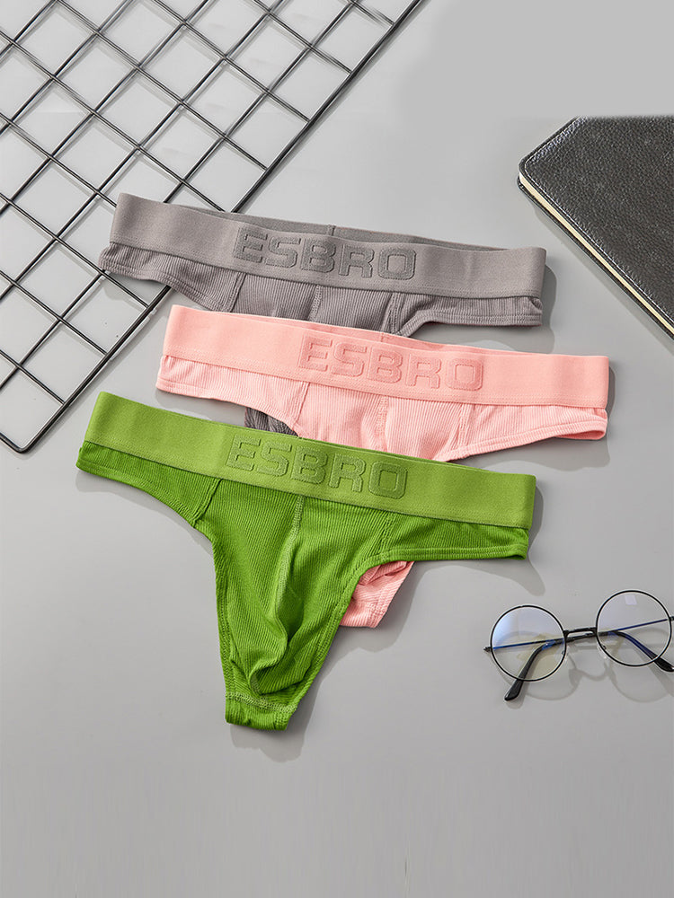 2 Pack Men's Ribbed Butt-Lifting U-Pouch Sexy Thong | dmunderwear detail image 10