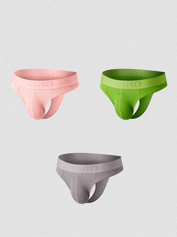 2 Pack Men's Ribbed Butt-Lifting U-Pouch Sexy Thong | dmunderwear detail image 11