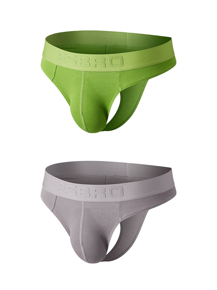 2 Pack Men's Ribbed Butt-Lifting U-Pouch Sexy Thong | dmunderwear detail image 2