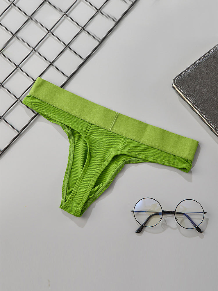2 Pack Men's Ribbed Butt-Lifting U-Pouch Sexy Thong | dmunderwear detail image 3