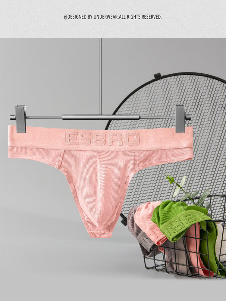 2 Pack Men's Ribbed Butt-Lifting U-Pouch Sexy Thong | dmunderwear detail image 6