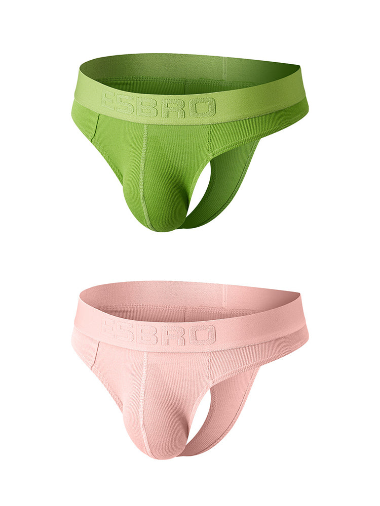 2 Pack Men's Ribbed Butt-Lifting U-Pouch Sexy Thong | dmunderwear detail image 7