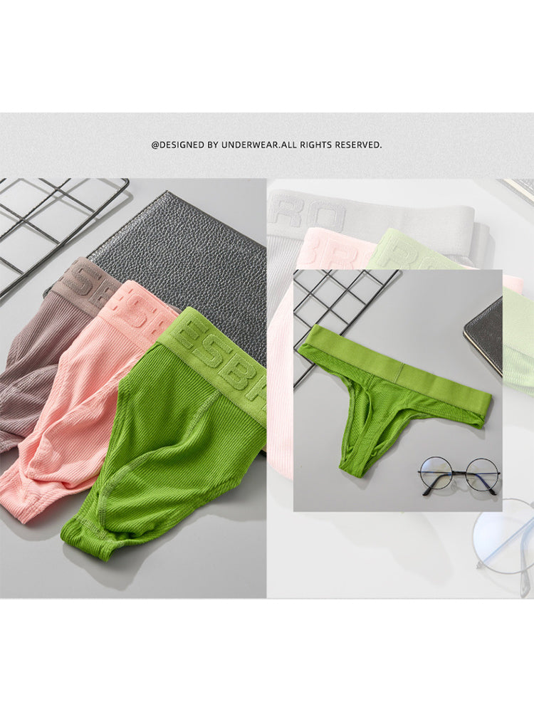 2 Pack Men's Ribbed Butt-Lifting U-Pouch Sexy Thong | dmunderwear detail image 8