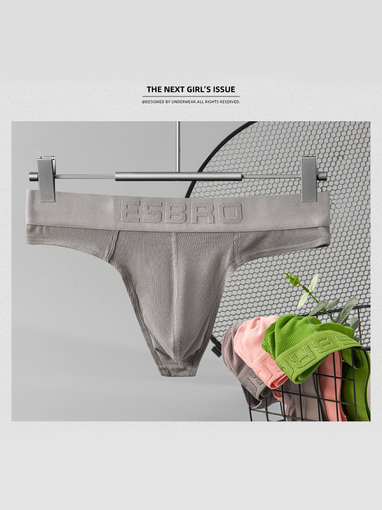 2 Pack Men's Ribbed Butt-Lifting U-Pouch Sexy Thong | dmunderwear detail image 9