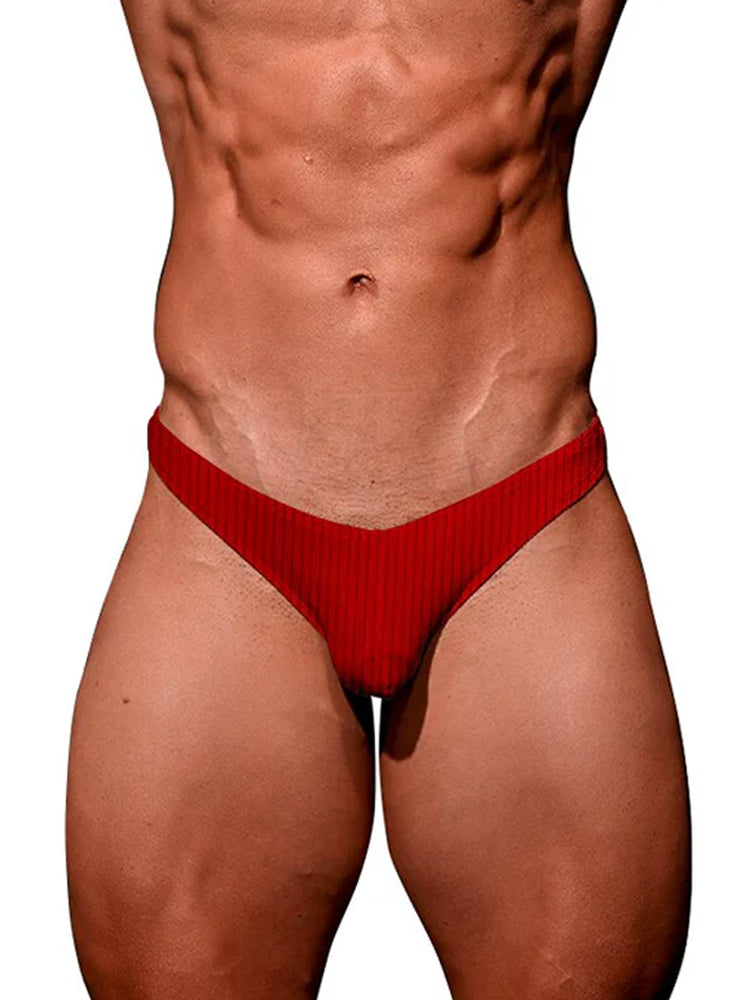 2-pack Men's Ribbed Low-rise Solid Color Thong | dmunderwear detail image 17