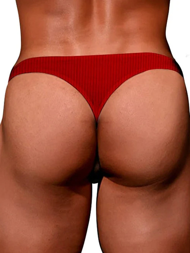 2-pack Men's Ribbed Low-rise Solid Color Thong | dmunderwear detail image 19
