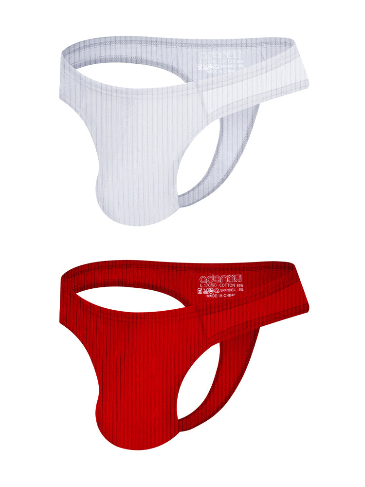 2-pack Men's Ribbed Low-rise Solid Color Thong | dmunderwear variant image