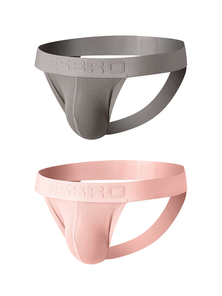 2 Pack Men's Ribbed U-Pouch Sexy Jockstrap | dmunderwear detail image 12