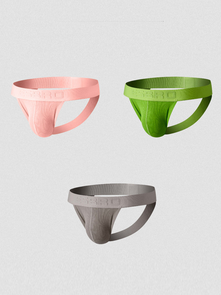 2 Pack Men's Ribbed U-Pouch Sexy Jockstrap | dmunderwear detail image 14