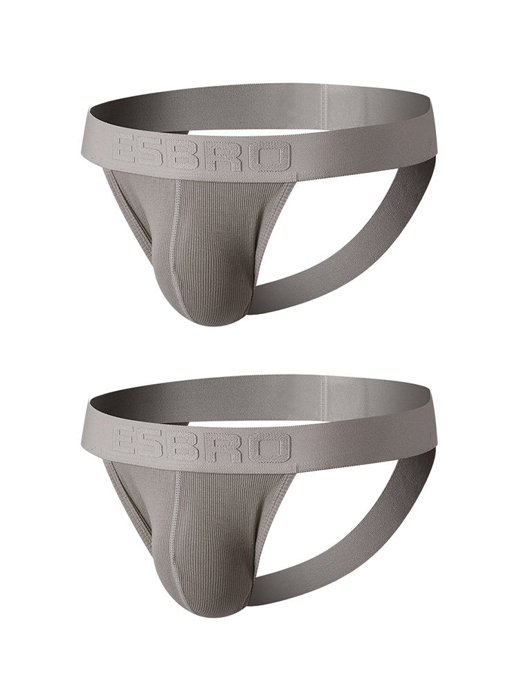 2 Pack Men's Ribbed U-Pouch Sexy Jockstrap | dmunderwear detail image 19