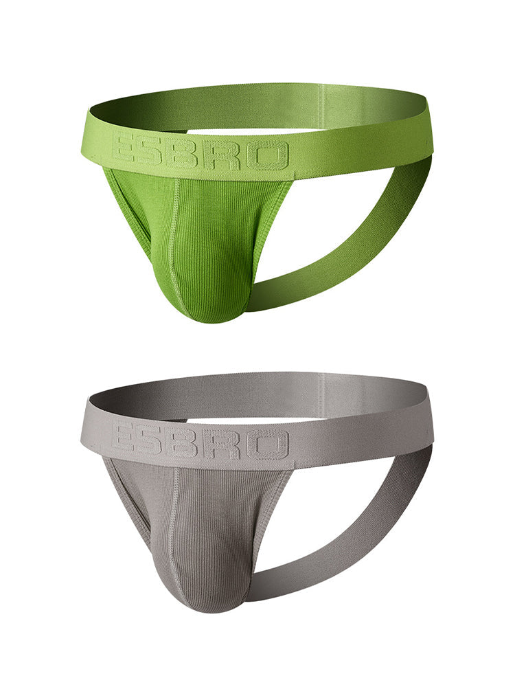 2 Pack Men's Ribbed U-Pouch Sexy Jockstrap | dmunderwear detail image 2