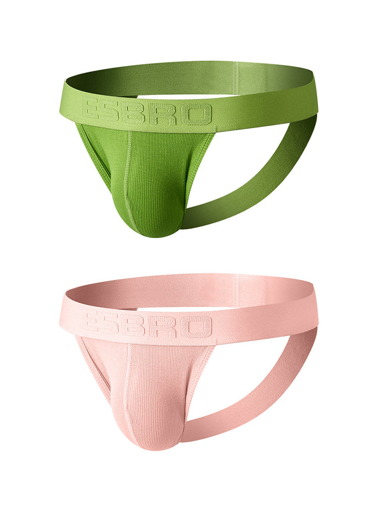 2 Pack Men's Ribbed U-Pouch Sexy Jockstrap | dmunderwear detail image 7