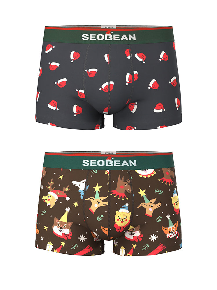 2 Pack Men's Seamless Comfort Playful Style Prints Breathable Trunks | dmunderwear detail image 14