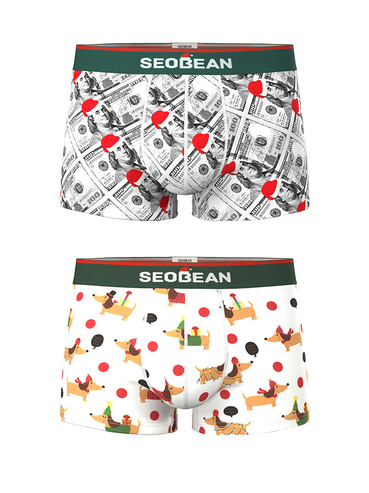 2 Pack Men's Seamless Comfort Playful Style Prints Breathable Trunks | dmunderwear detail image 19