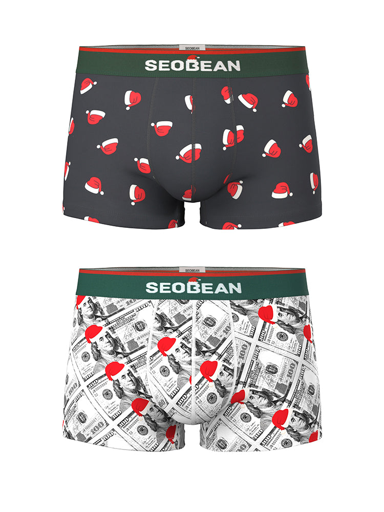 2 Pack Men's Seamless Comfort Playful Style Prints Breathable Trunks | dmunderwear detail image 2