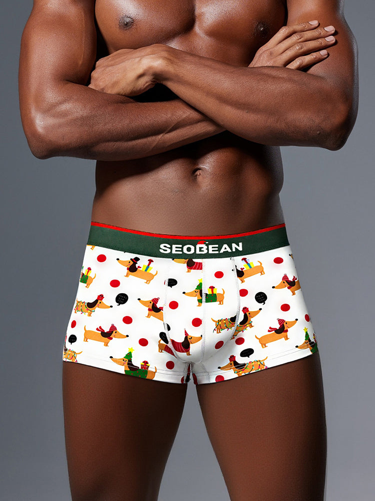 2 Pack Men's Seamless Comfort Playful Style Prints Breathable Trunks | dmunderwear detail image 3