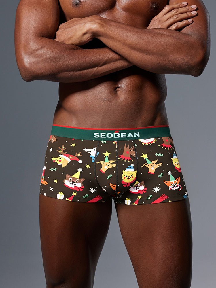 2 Pack Men's Seamless Comfort Playful Style Prints Breathable Trunks | dmunderwear detail image 6
