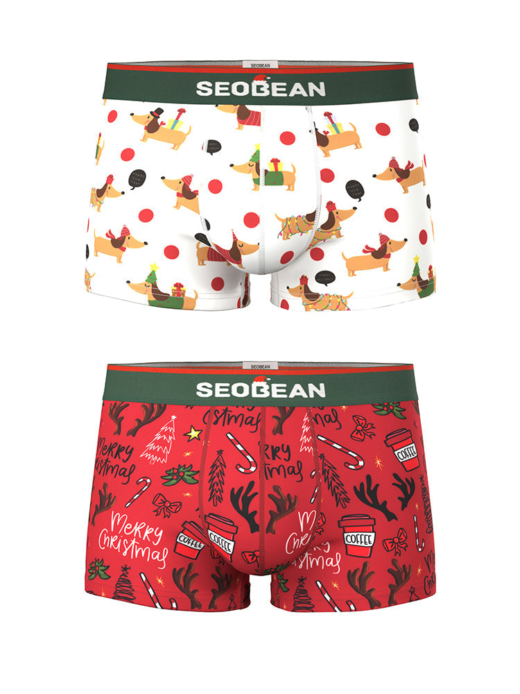 2 Pack Men's Seamless Comfort Playful Style Prints Breathable Trunks | dmunderwear detail image 8