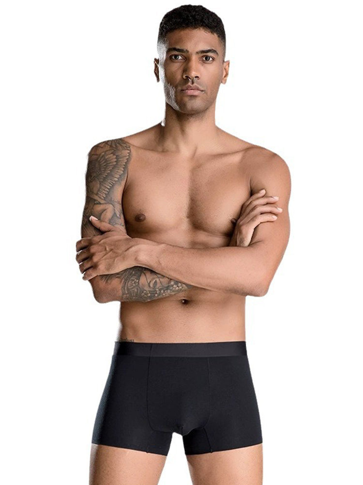 2 Pack Men's Seamless Comfort Stretch Fabric Breathable Modern Fit Solid Color Trunks | dmunderwear