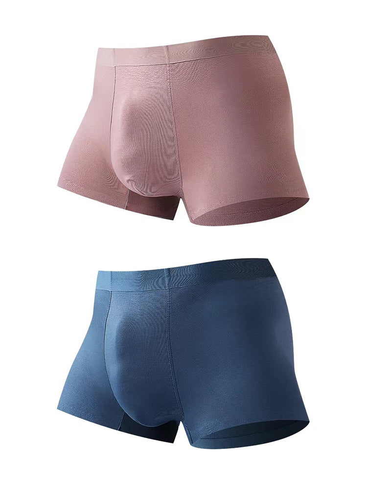 2 Pack Men's Seamless Comfort Stretch Fabric Breathable Modern Fit Solid Color Trunks | dmunderwear detail image 12
