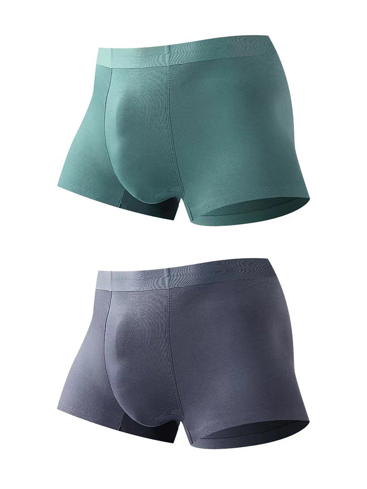 2 Pack Men's Seamless Comfort Stretch Fabric Breathable Modern Fit Solid Color Trunks | dmunderwear detail image 17