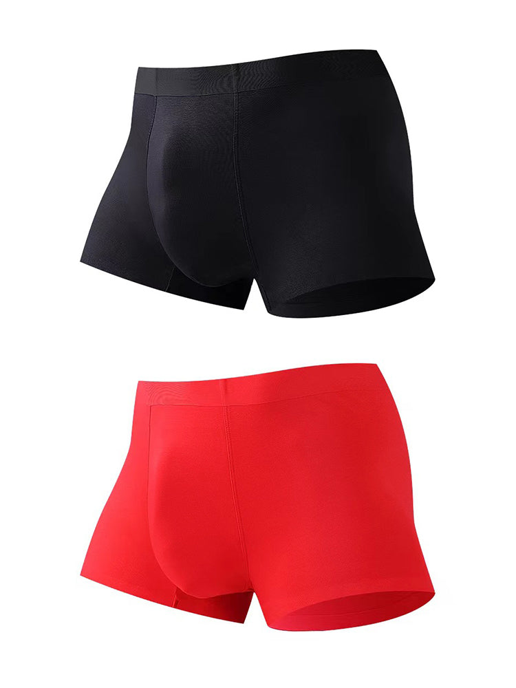 2 Pack Men's Seamless Comfort Stretch Fabric Breathable Modern Fit Solid Color Trunks | dmunderwear detail image 2