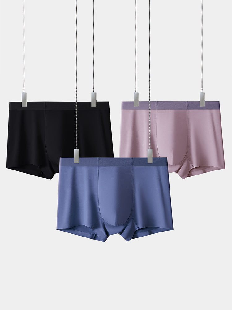 2 Pack Men's Seamless Comfort Stretch Fabric Breathable Modern Fit Solid Color Trunks | dmunderwear detail image 20