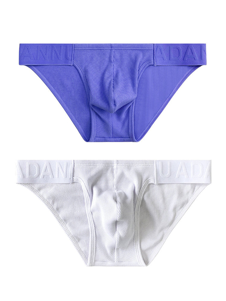 2 Pack Men's Low-Rise High-Cut Ribbed Cotton Bikini | dmunderwear detail image 14