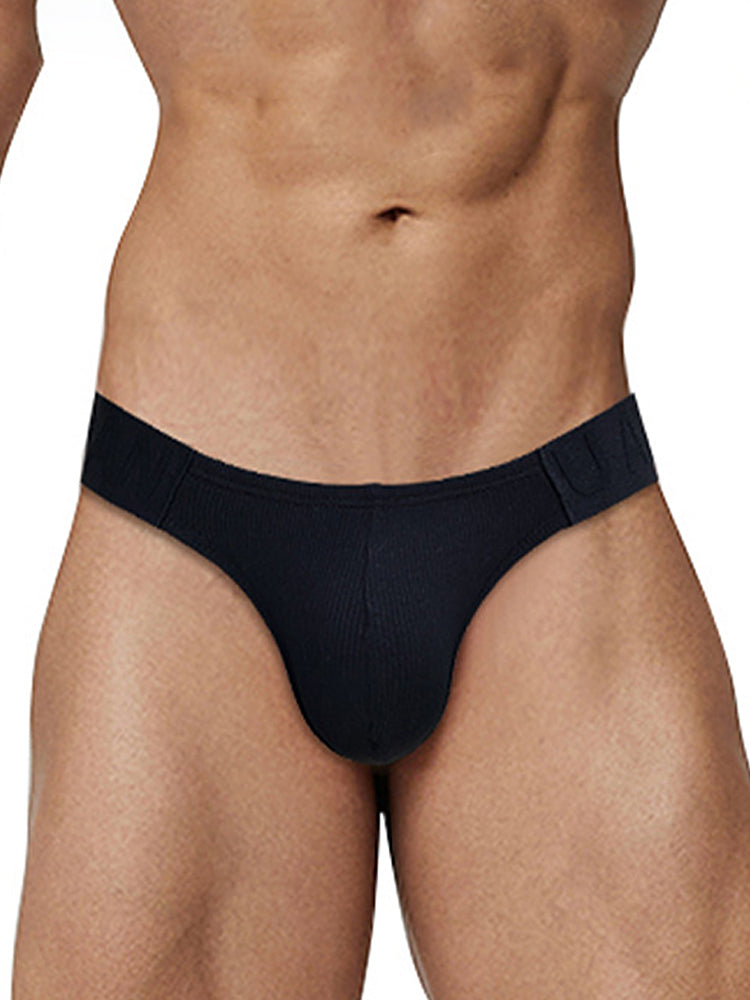 2 Pack Men's Low-Rise High-Cut Ribbed Cotton Bikini | dmunderwear detail image 16