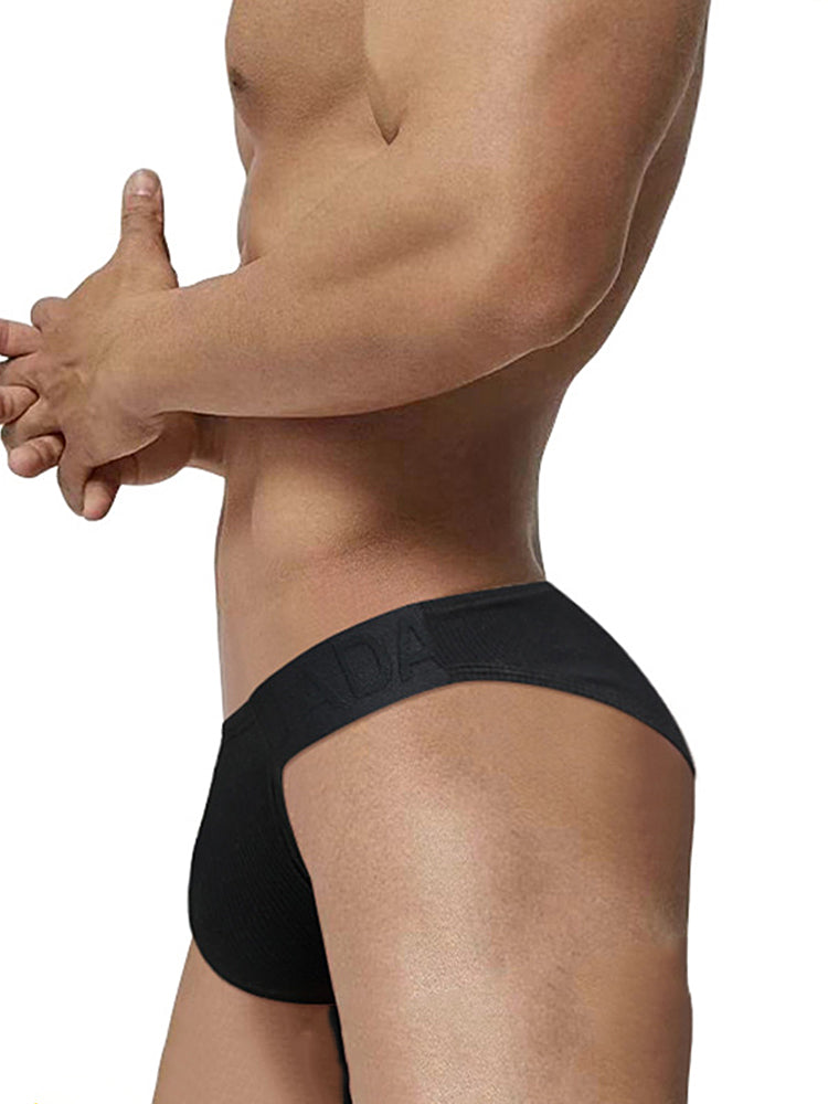 2 Pack Men's Low-Rise High-Cut Ribbed Cotton Bikini | dmunderwear detail image 17
