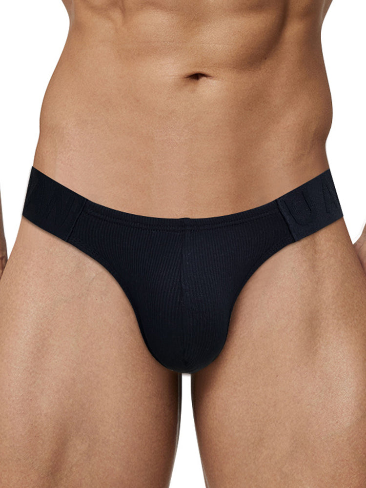 2 Pack Men's Low-Rise High-Cut Ribbed Cotton Bikini | dmunderwear detail image 18