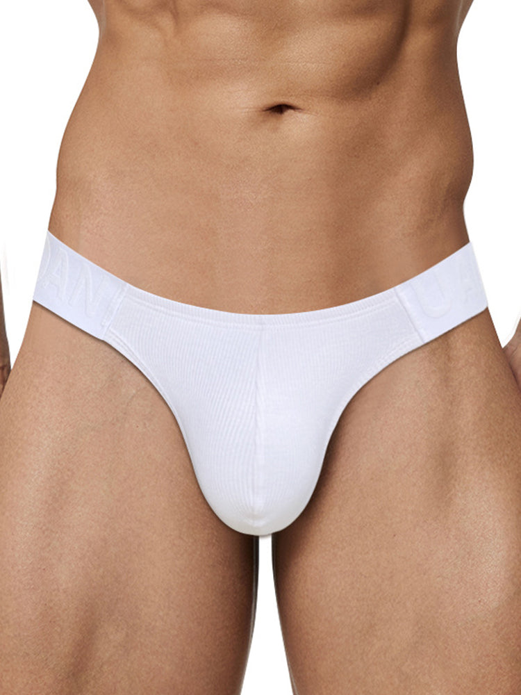 2 Pack Men's Low-Rise High-Cut Ribbed Cotton Bikini | dmunderwear detail image 19
