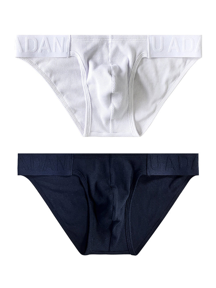 2 Pack Men's Low-Rise High-Cut Ribbed Cotton Bikini | dmunderwear detail image 2