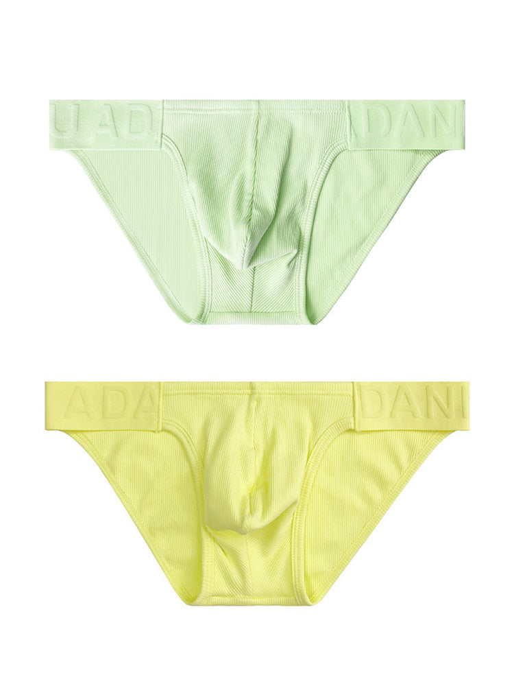 2 Pack Men's Low-Rise High-Cut Ribbed Cotton Bikini | dmunderwear detail image 20