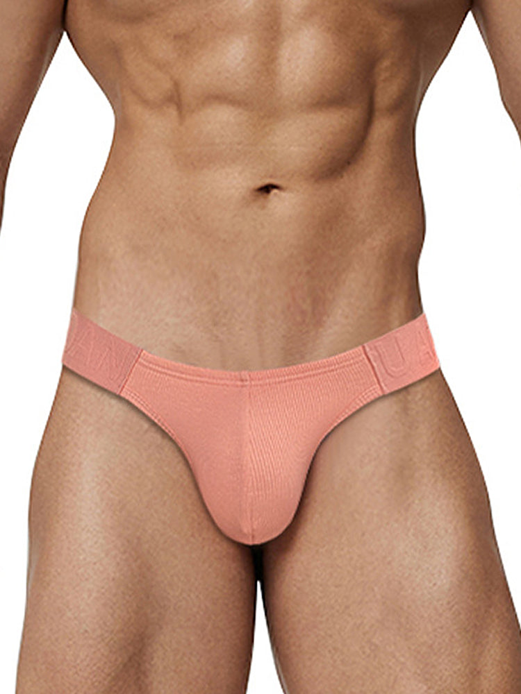 2 Pack Men's Low-Rise High-Cut Ribbed Cotton Bikini | dmunderwear detail image 3