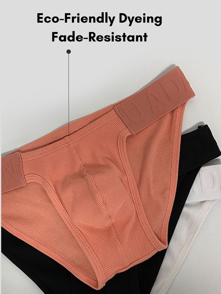 2 Pack Men's Low-Rise High-Cut Ribbed Cotton Bikini | dmunderwear detail image 5
