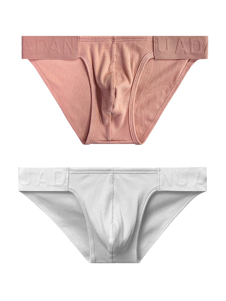 2 Pack Men's Low-Rise High-Cut Ribbed Cotton Bikini | dmunderwear detail image 8