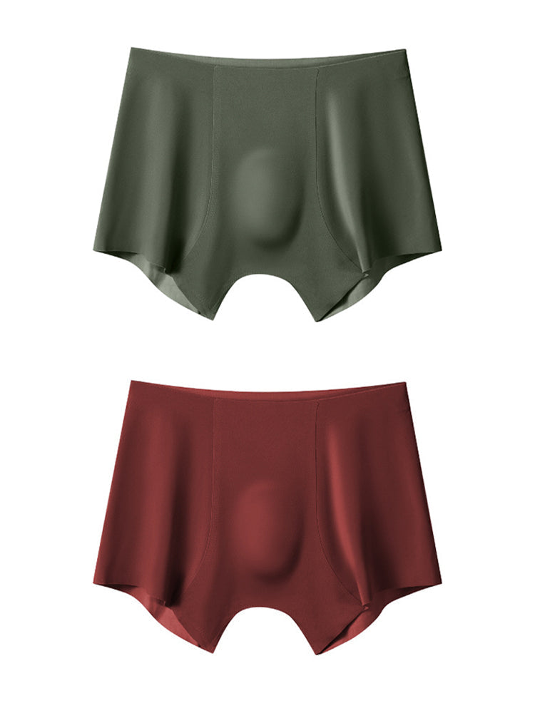 2 Pack Men's Seamless Ice Silk Smooth Touch Antibacterial Boxer Briefs | dmunderwear detail image 11